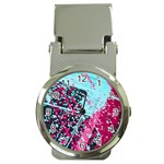 Colorful Splashes Grunge, Abstract Art Money Clip Watches