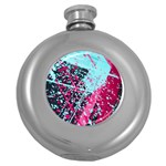 Colorful Splashes Grunge, Abstract Art Round Hip Flask (5 oz)