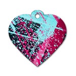 Colorful Splashes Grunge, Abstract Art Dog Tag Heart (One Side)