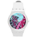 Colorful Splashes Grunge, Abstract Art Round Plastic Sport Watch (M)