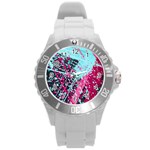 Colorful Splashes Grunge, Abstract Art Round Plastic Sport Watch (L)