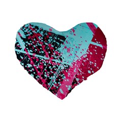 Colorful Splashes Grunge, Abstract Art Standard 16  Premium Heart Shape Cushions from ArtsNow.com Front