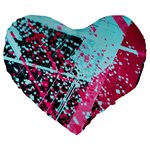 Colorful Splashes Grunge, Abstract Art Large 19  Premium Heart Shape Cushions