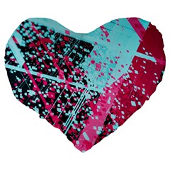 Colorful Splashes Grunge, Abstract Art Large 19  Premium Heart Shape Cushions from ArtsNow.com Back