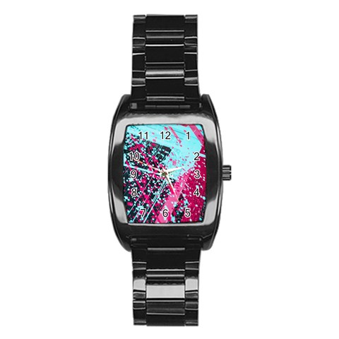 Colorful Splashes Grunge, Abstract Art Stainless Steel Barrel Watch from ArtsNow.com Front