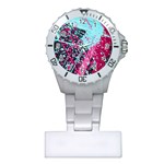 Colorful Splashes Grunge, Abstract Art Plastic Nurses Watch