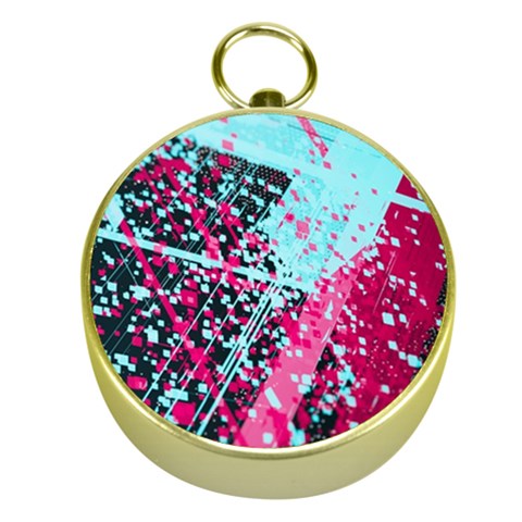 Colorful Splashes Grunge, Abstract Art Gold Compasses from ArtsNow.com Front