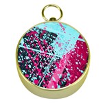 Colorful Splashes Grunge, Abstract Art Gold Compasses