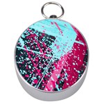 Colorful Splashes Grunge, Abstract Art Silver Compasses