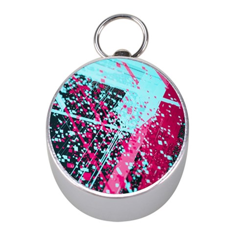 Colorful Splashes Grunge, Abstract Art Mini Silver Compasses from ArtsNow.com Front