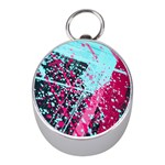 Colorful Splashes Grunge, Abstract Art Mini Silver Compasses