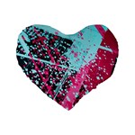 Colorful Splashes Grunge, Abstract Art Standard 16  Premium Flano Heart Shape Cushions