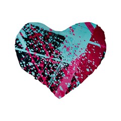 Colorful Splashes Grunge, Abstract Art Standard 16  Premium Flano Heart Shape Cushions from ArtsNow.com Back