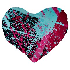 Colorful Splashes Grunge, Abstract Art Large 19  Premium Flano Heart Shape Cushions from ArtsNow.com Back