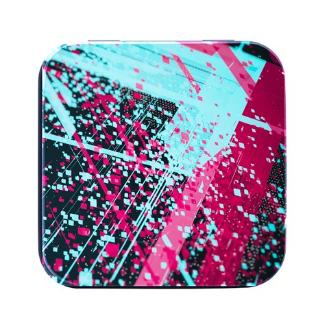 Colorful Splashes Grunge, Abstract Art Square Metal Box (Black) from ArtsNow.com Front