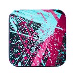 Colorful Splashes Grunge, Abstract Art Square Metal Box (Black)