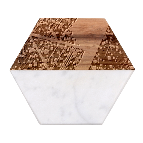 Colorful Splashes Grunge, Abstract Art Marble Wood Coaster (Hexagon)  from ArtsNow.com Front