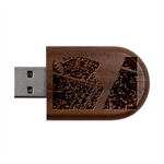 Colorful Splashes Grunge, Abstract Art Wood Oval USB Flash Drive