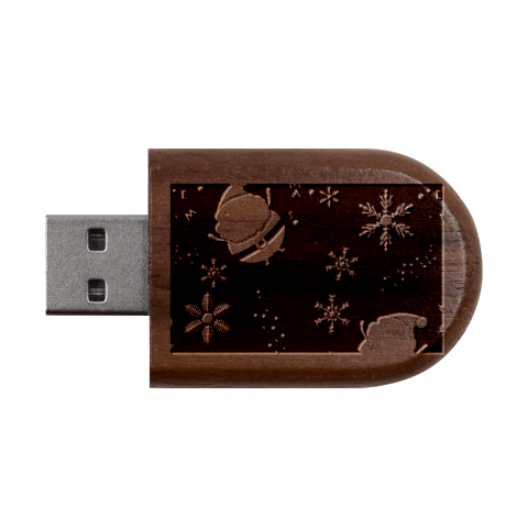 Feliz Natal, Santa, Merry Christmas Wood Oval USB Flash Drive from ArtsNow.com USB