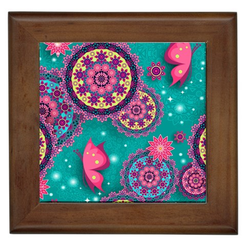 Floral Pattern, Abstract, Colorful, Flow Framed Tile from ArtsNow.com Front