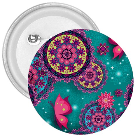 Floral Pattern, Abstract, Colorful, Flow 3  Buttons from ArtsNow.com Front