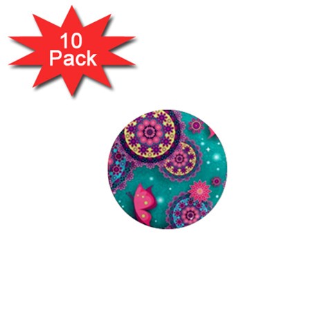 Floral Pattern, Abstract, Colorful, Flow 1  Mini Magnet (10 pack)  from ArtsNow.com Front