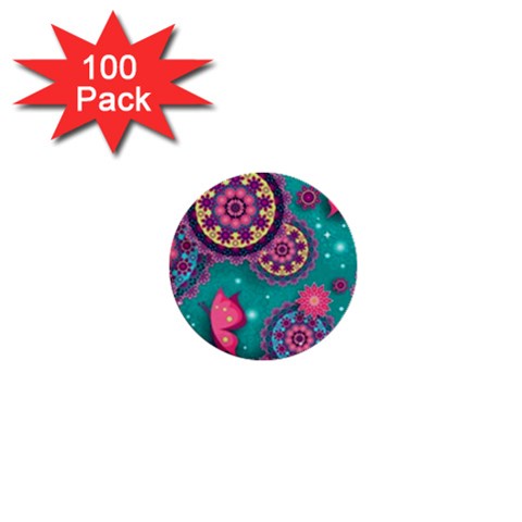 Floral Pattern, Abstract, Colorful, Flow 1  Mini Buttons (100 pack)  from ArtsNow.com Front