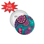 Floral Pattern, Abstract, Colorful, Flow 1.75  Buttons (100 pack) 