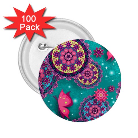 Floral Pattern, Abstract, Colorful, Flow 2.25  Buttons (100 pack)  from ArtsNow.com Front