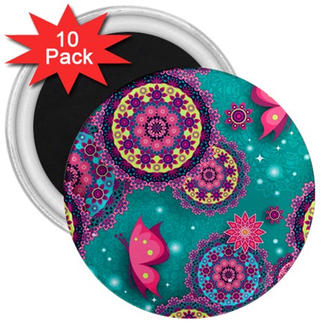 Floral Pattern, Abstract, Colorful, Flow 3  Magnets (10 pack)  from ArtsNow.com Front