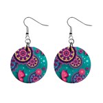 Floral Pattern, Abstract, Colorful, Flow Mini Button Earrings