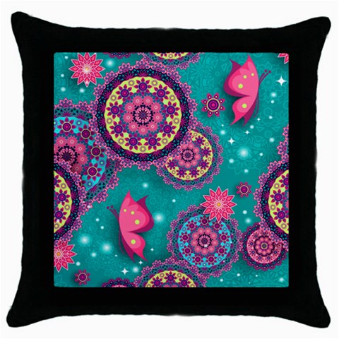 Floral Pattern, Abstract, Colorful, Flow Throw Pillow Case (Black) from ArtsNow.com Front