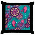 Floral Pattern, Abstract, Colorful, Flow Throw Pillow Case (Black)