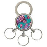 Floral Pattern, Abstract, Colorful, Flow 3-Ring Key Chain