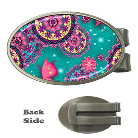 Floral Pattern, Abstract, Colorful, Flow Money Clips (Oval)  from ArtsNow.com Front