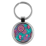 Floral Pattern, Abstract, Colorful, Flow Key Chain (Round)