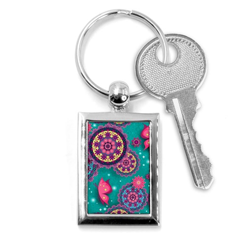 Floral Pattern, Abstract, Colorful, Flow Key Chain (Rectangle) from ArtsNow.com Front