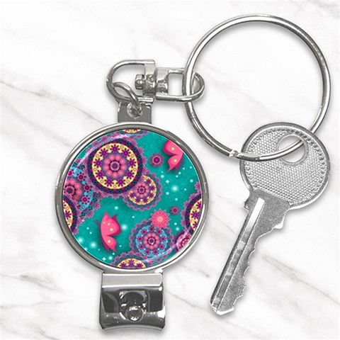 Floral Pattern, Abstract, Colorful, Flow Nail Clippers Key Chain from ArtsNow.com Front