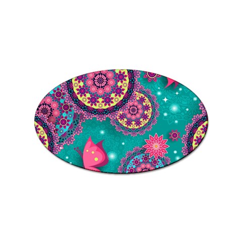 Floral Pattern, Abstract, Colorful, Flow Sticker (Oval) from ArtsNow.com Front