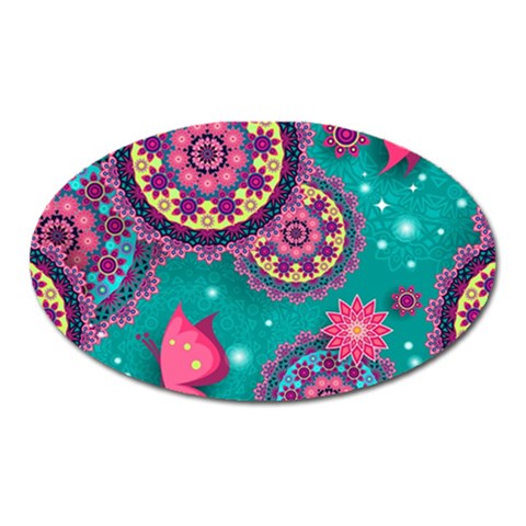 Floral Pattern, Abstract, Colorful, Flow Oval Magnet from ArtsNow.com Front