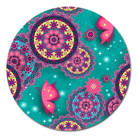 Floral Pattern, Abstract, Colorful, Flow Magnet 5  (Round) from ArtsNow.com Front