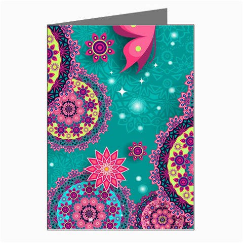 Floral Pattern, Abstract, Colorful, Flow Greeting Card from ArtsNow.com Left