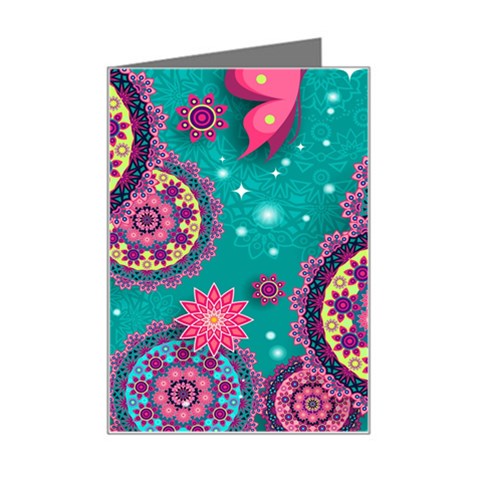 Floral Pattern, Abstract, Colorful, Flow Mini Greeting Card from ArtsNow.com Left