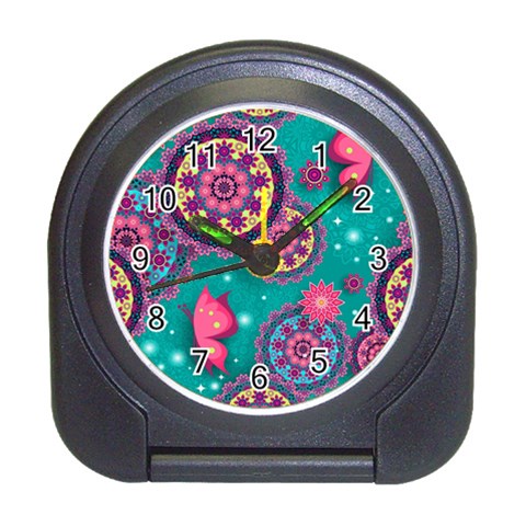 Floral Pattern, Abstract, Colorful, Flow Travel Alarm Clock from ArtsNow.com Front