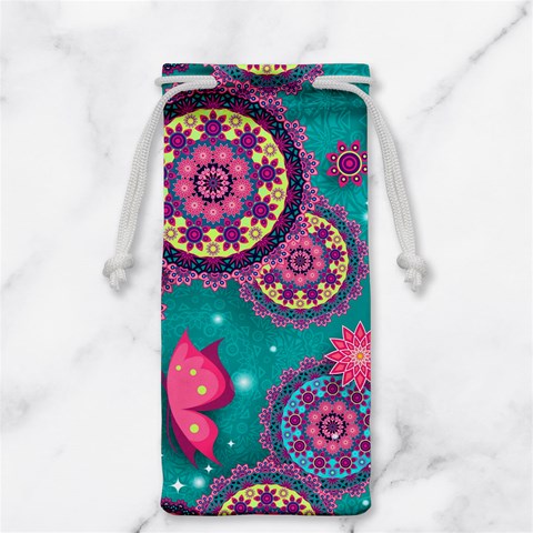 Floral Pattern, Abstract, Colorful, Flow Jewelry Bag from ArtsNow.com Front