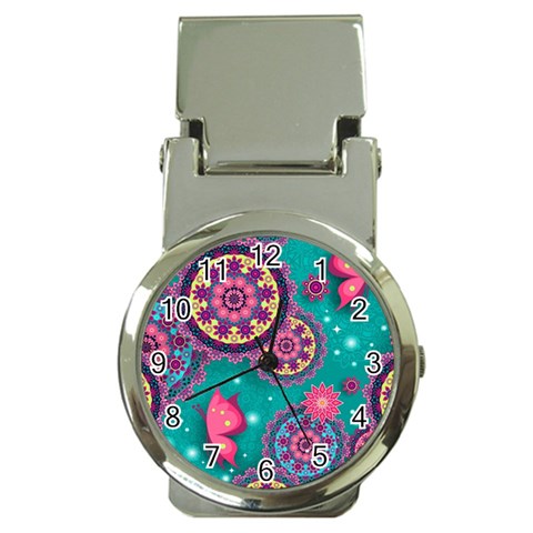 Floral Pattern, Abstract, Colorful, Flow Money Clip Watches from ArtsNow.com Front