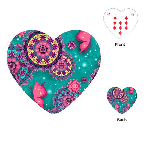 Floral Pattern, Abstract, Colorful, Flow Playing Cards Single Design (Heart) from ArtsNow.com Front