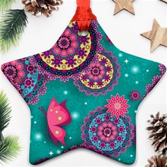 Floral Pattern, Abstract, Colorful, Flow Star Ornament (Two Sides) from ArtsNow.com Front