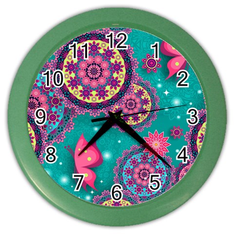 Floral Pattern, Abstract, Colorful, Flow Color Wall Clock from ArtsNow.com Front