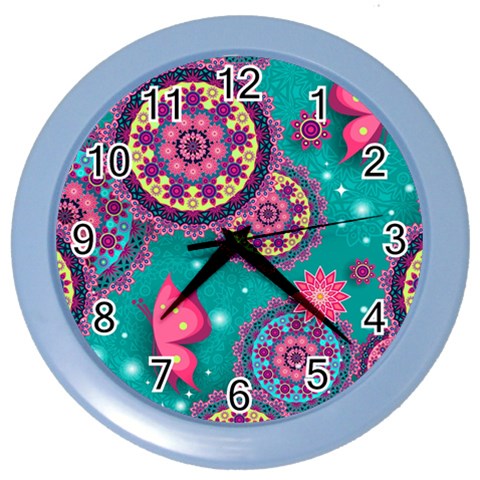 Floral Pattern, Abstract, Colorful, Flow Color Wall Clock from ArtsNow.com Front